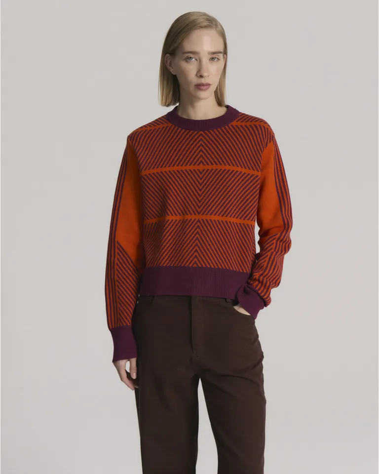 Sweater tejido con diseño geométrico de escote redondo y calce regular de Blue Sheep en Buzos y Sweaters para argentina