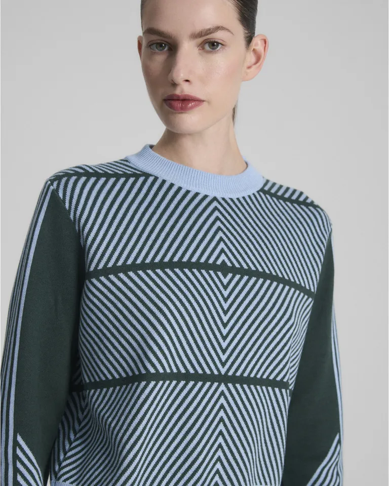 Sweater tejido con diseño geométrico de escote redondo y calce regular de Blue Sheep en Buzos y Sweaters para argentina