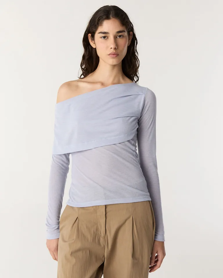 Top de mujer manga larga con diseño de un hombro y detalle de bando en el frente de Furzai en Tops para argentina