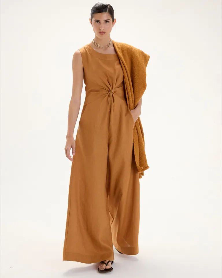 Mono sin mangas en lino con nudo en la cintura de Blue Sheep en Monos para argentina