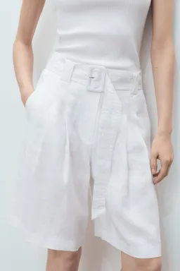 Bermudas lino con cinturón de Mango en Shorts para argentina