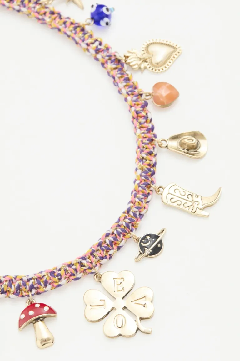 Adorno para cartera trenzado con dijes decorativos y cadena accesorio verano de Rapsodia en Llaveros para argentina