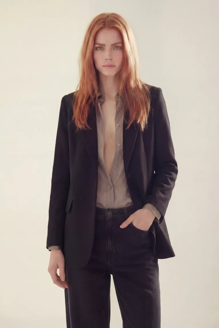 Blazer formal de mujer con solapas clásicas y bolsillos laterales de diseño estructurado de Akiabara en Blazers para argentina