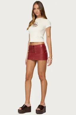 Mini falda cuero sintético cordones de Edikted en Shorts para argentina