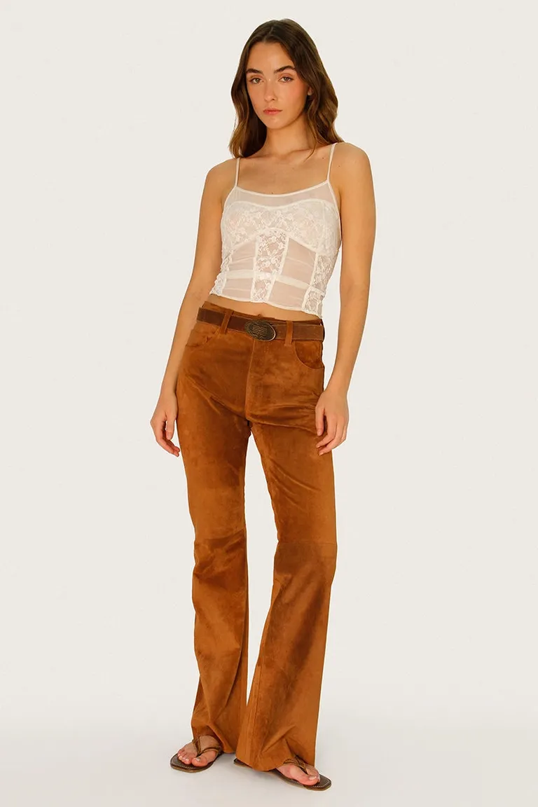 Pantalón Flare de Gamuza con Cierre y Bolsillos de Sofia Sarkany en Pantalones para argentina