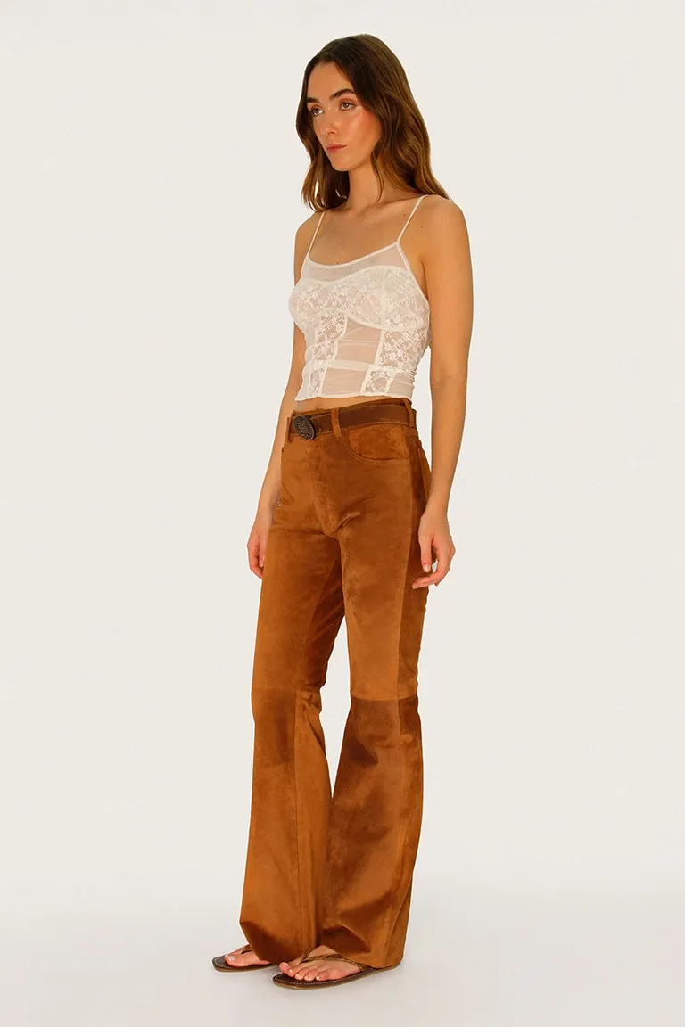 Pantalón Flare de Gamuza con Cierre y Bolsillos de Sofia Sarkany en Pantalones para argentina