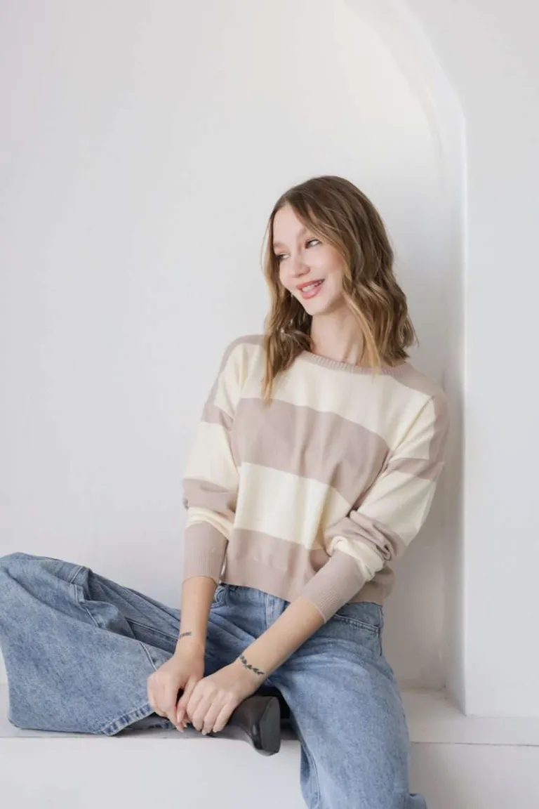 Sweater Rayado Corto de Hesed en Buzos y Sweaters para argentina