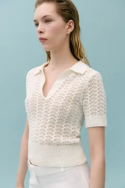 Sweater crochet cuello polo de Mango en Buzos y Sweaters para argentina