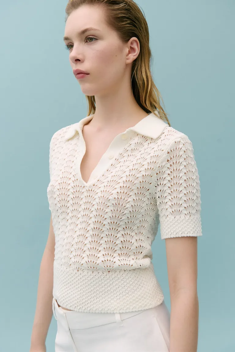 Sweater crochet cuello polo de Mango en Buzos y Sweaters para argentina