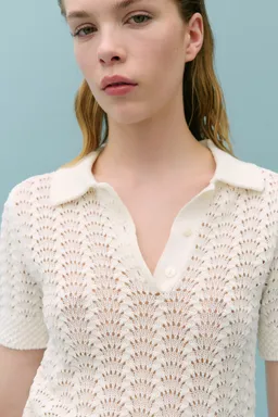 Sweater crochet cuello polo de Mango en Buzos y Sweaters para argentina
