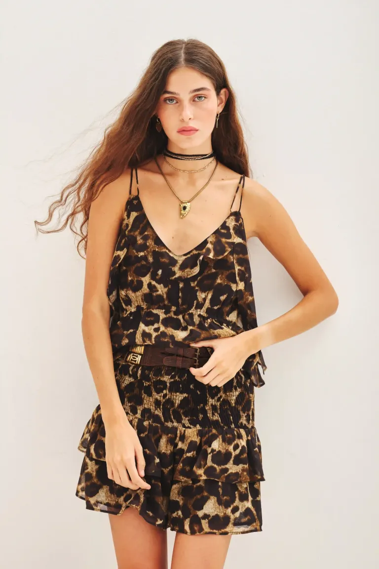 Top estampado con escote en V y volados para mujer de Rapsodia en Tops para argentina