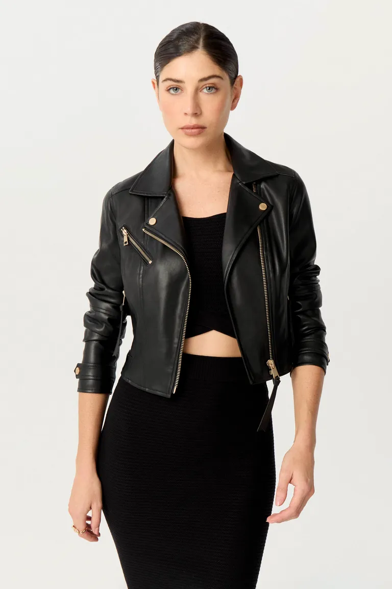 Chaqueta biker de efecto cuero premium con detalles metálicos de Markova en Chaquetas para argentina