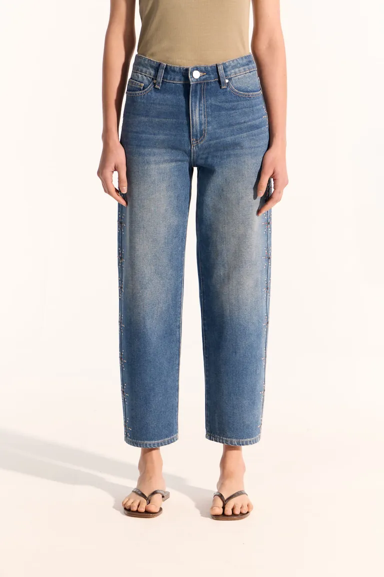 Pantalón de mezclilla con tachas aplicadas en los laterales para un toque de estilo de Portsaid en Pantalones para argentina