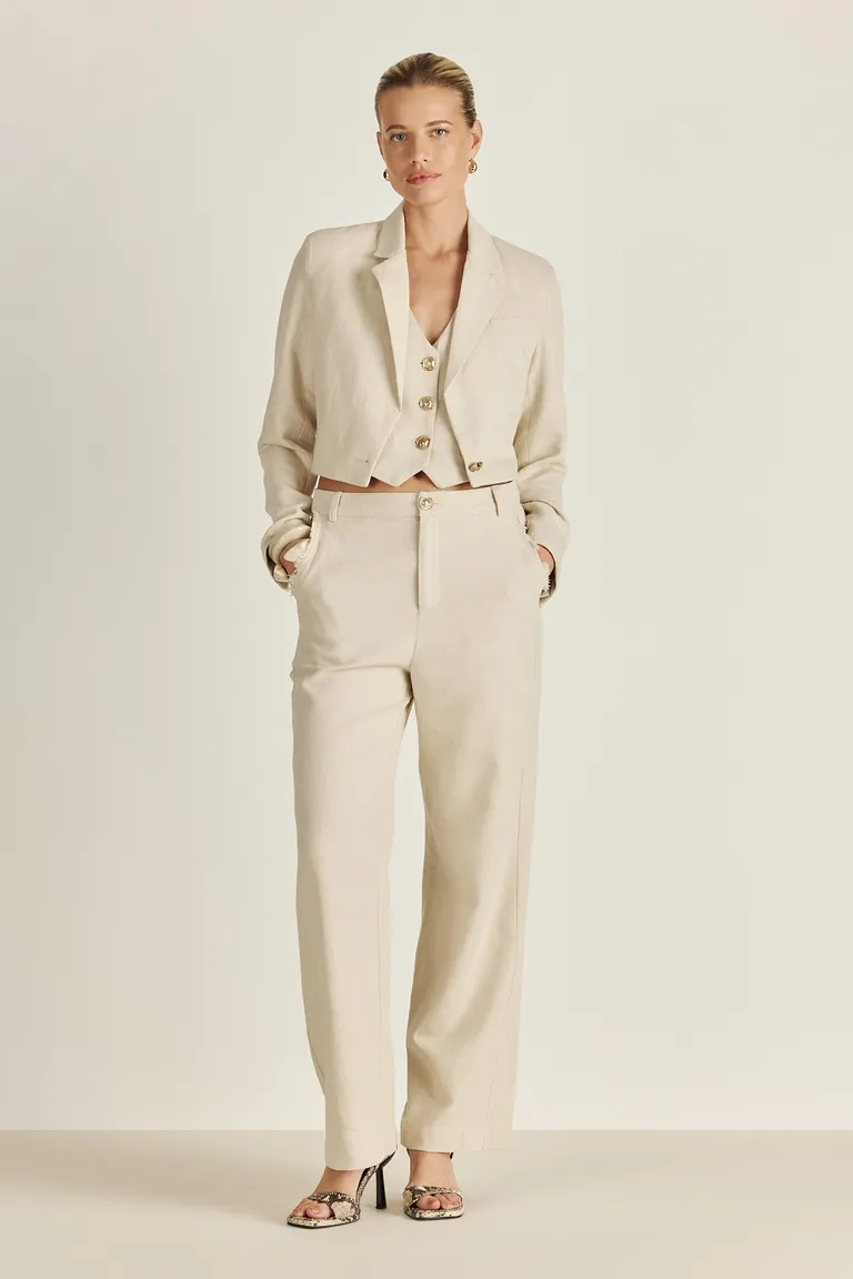 Saco Crop de Lino con Botones Personalizados para Mujer de Tucci en Chaquetas para argentina