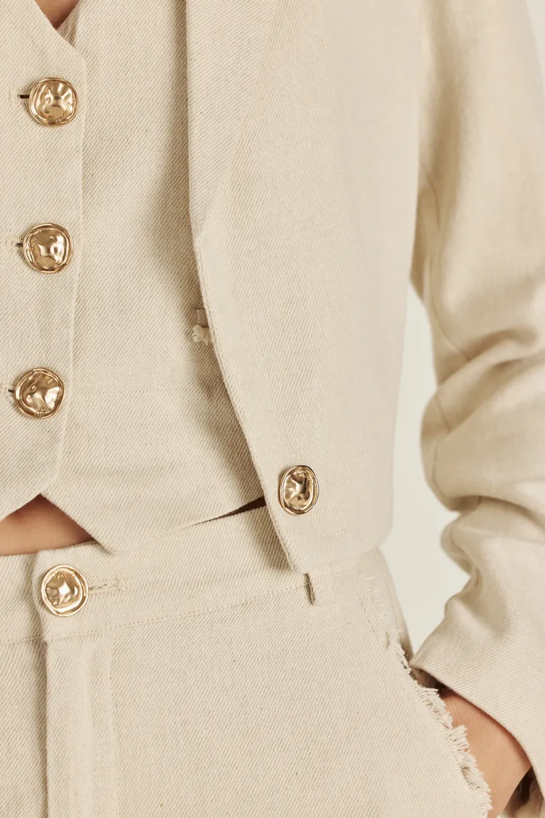 Saco Crop de Lino con Botones Personalizados para Mujer de Tucci en Chaquetas para argentina