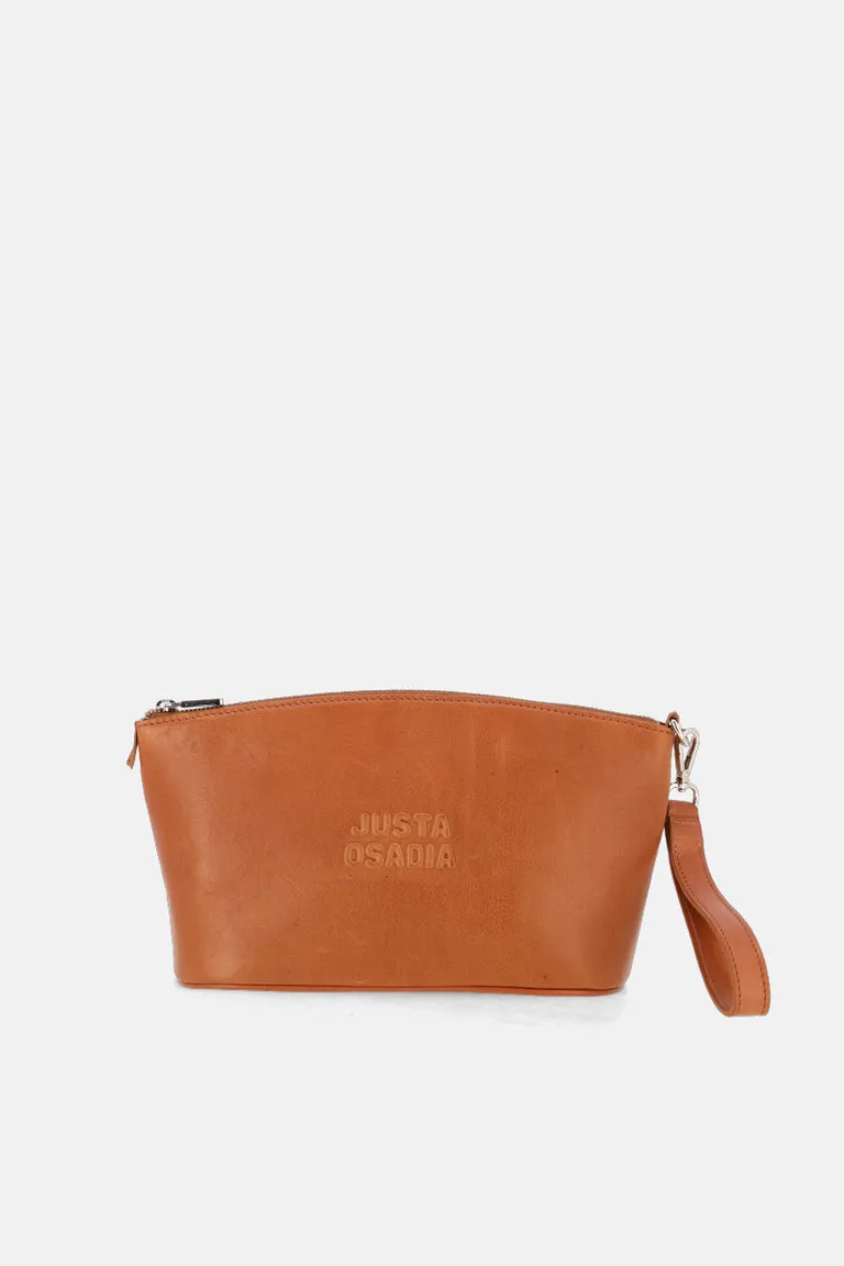 Bolso de cuero marrón con logotipo grabado, accesorio de moda femenina de Justaosadia en Bolsos y Carteras para argentina