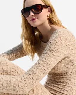 Vestido midi bardot calado rústico de Bershka en Vestidos para argentina