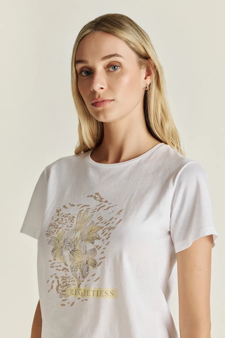 Remera blanca con estampa exclusiva, confeccionada en algodón pima suave y cómoda de Tucci en Remeras para argentina