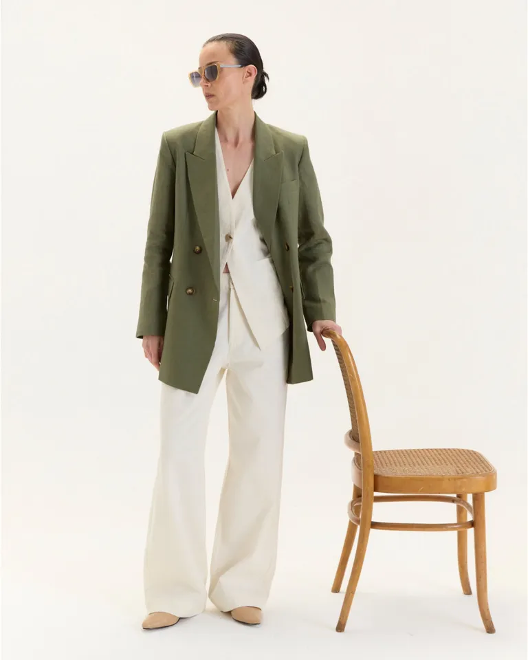 Blazer oversize verde con diseño de doble cruce de Blue Sheep en Blazers para argentina