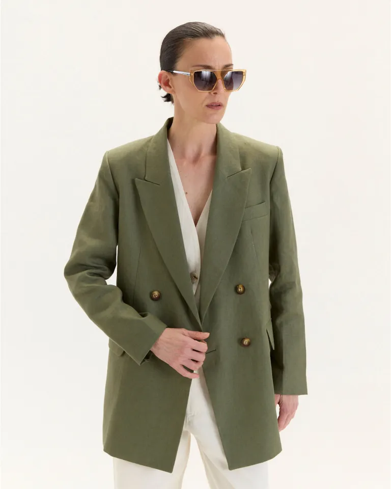Blazer oversize verde con diseño de doble cruce de Blue Sheep en Blazers para argentina