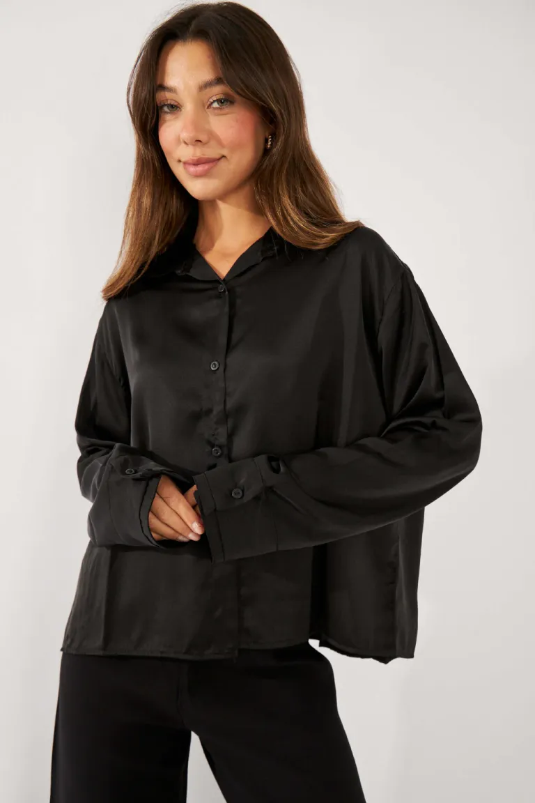 Camisa de seda de manga larga con diseño holgado para mujer de Belle en Camisas para argentina