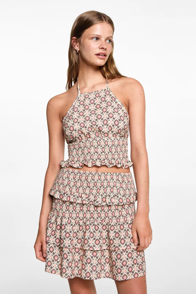 Falda con volantes estampada de Mango Teen en Faldas para argentina