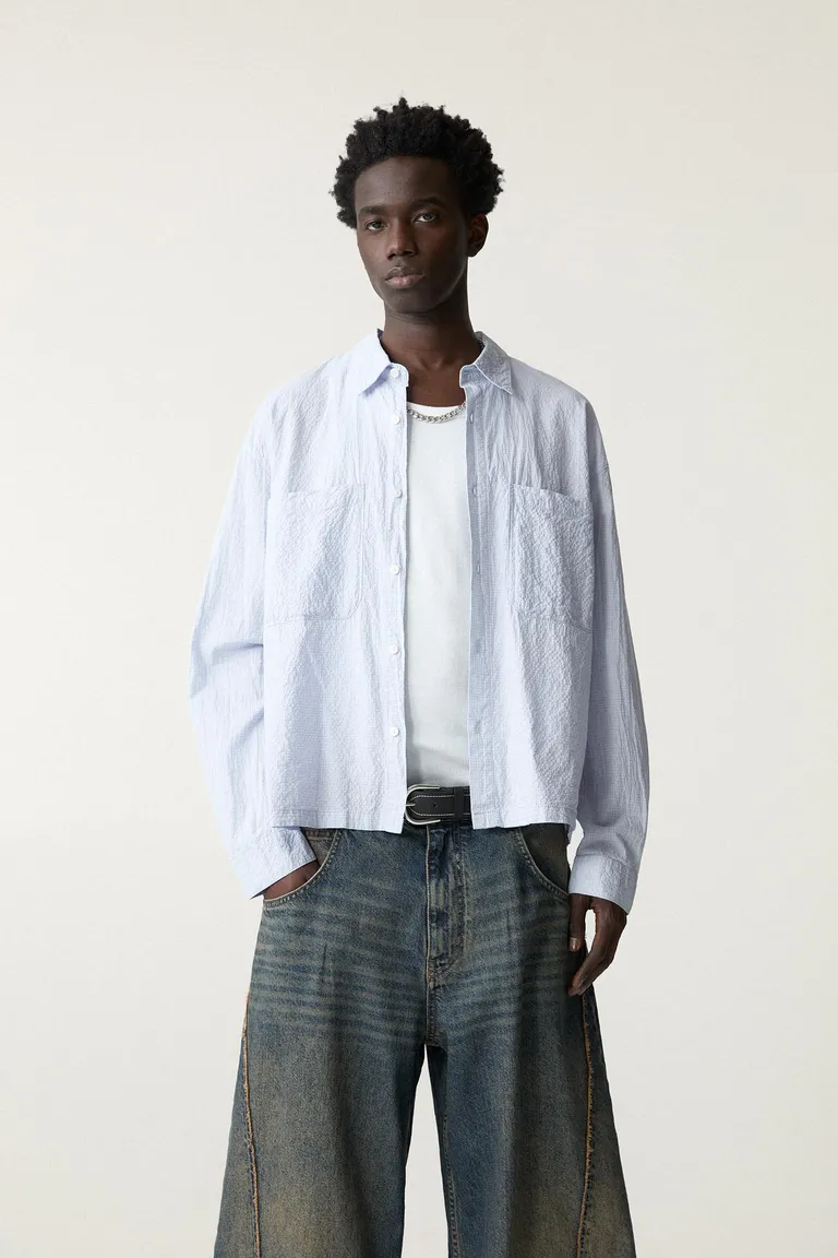 Camisa cuadros arrugada de Pull&Bear en Camisas para argentina