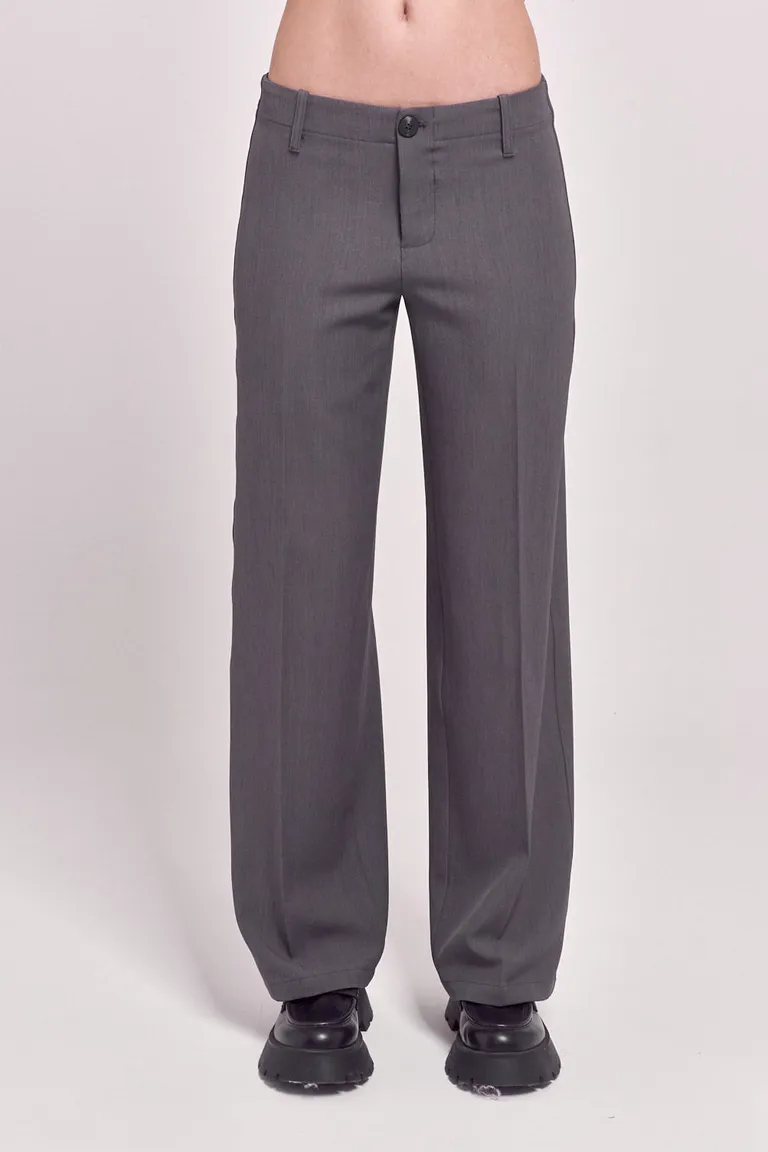 Pantalón de tiro medio corte recto con diseño sastrero minimalista y versátil para mujer de 47 Street en Pantalones para argentina