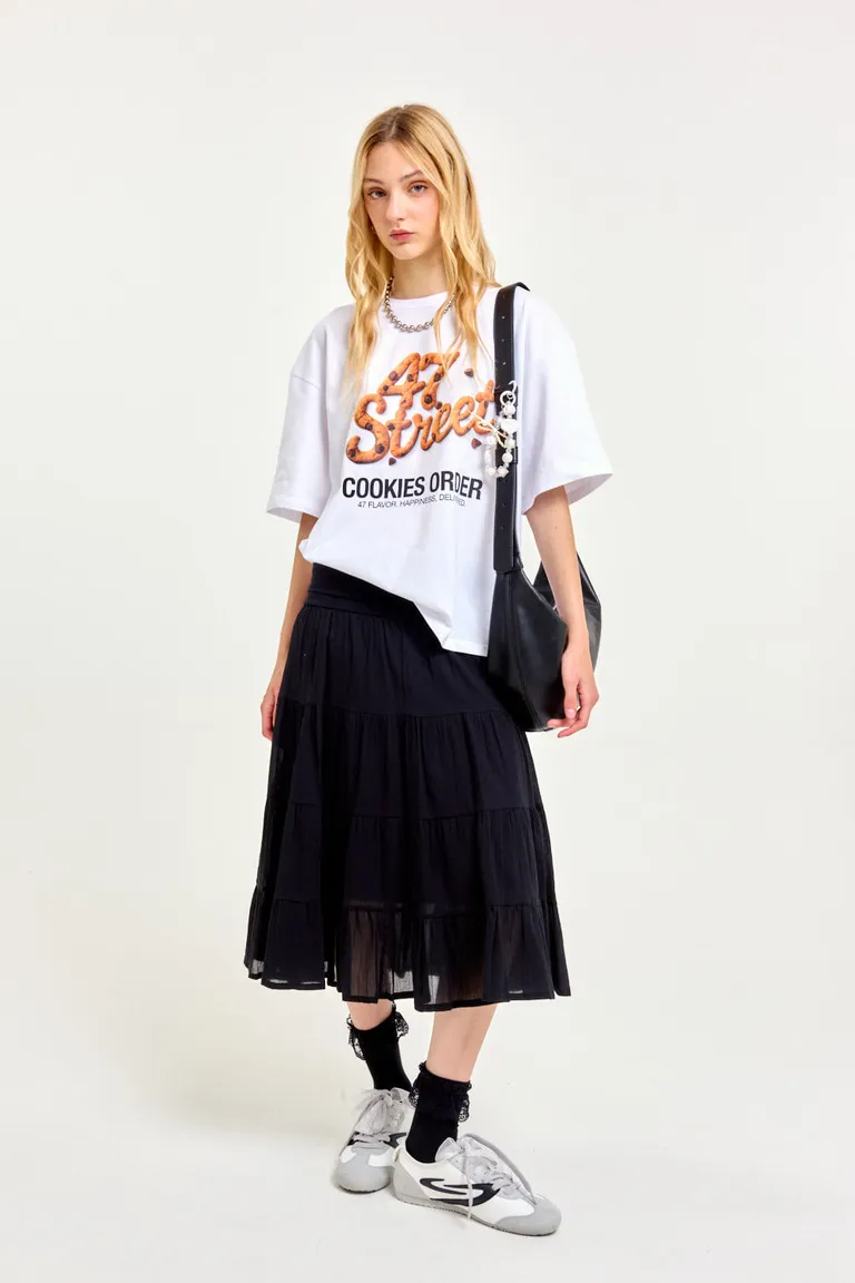 Remera blanca con estampado gráfico de marca de galletas de 47 Street en Remeras para argentina