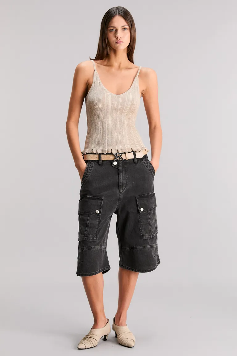 Top femenino de estilo regular con escote cavado y detalles de punto morley diferenciado de Kosiuko en Tops para argentina