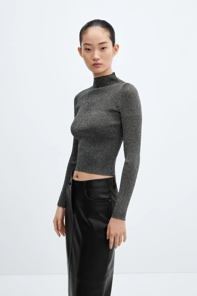 Jersey lúrex cuello perkins de Mango en Buzos y Sweaters para argentina