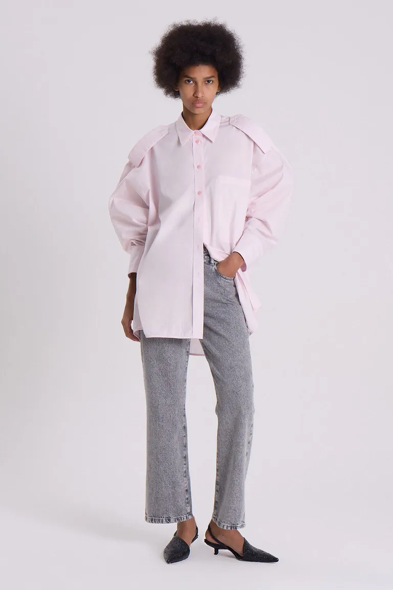 Camisa rosa de tela de algodón con detalles utilitarios de Maria Cher en Camisas para argentina