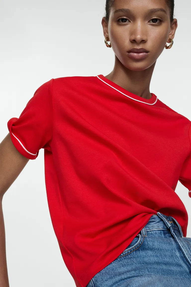 Remera algodón ribetes contraste de Mango en Remeras para argentina