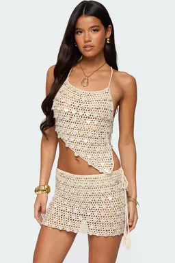 Top crochet iridescente alora de Edikted en Tops para argentina