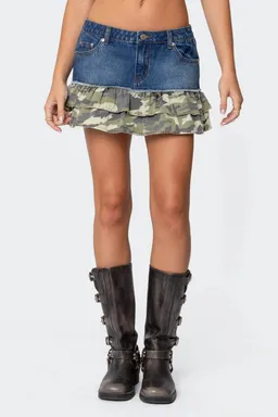 Mini falda denim camuflada volados de Edikted en Faldas para argentina