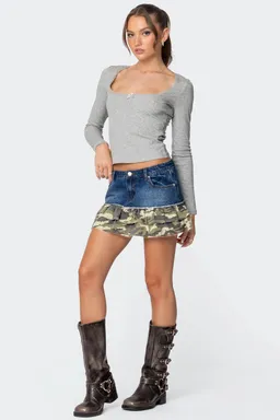 Mini falda denim camuflada volados de Edikted en Faldas para argentina