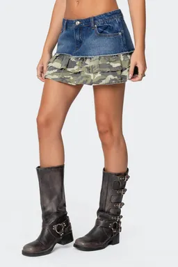 Mini falda denim camuflada volados de Edikted en Faldas para argentina