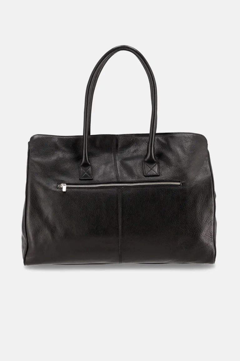 Bolso de cuero negro estilo cargo con tres bolsillos y cierre magnético de Justaosadia en Bolsos y Carteras para argentina