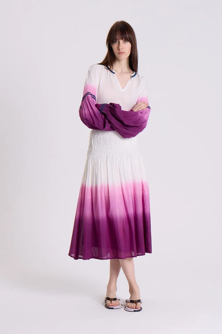 Falda larga de algodón con degradado violeta para un look casual y elegante de Maria Cher en Faldas para argentina