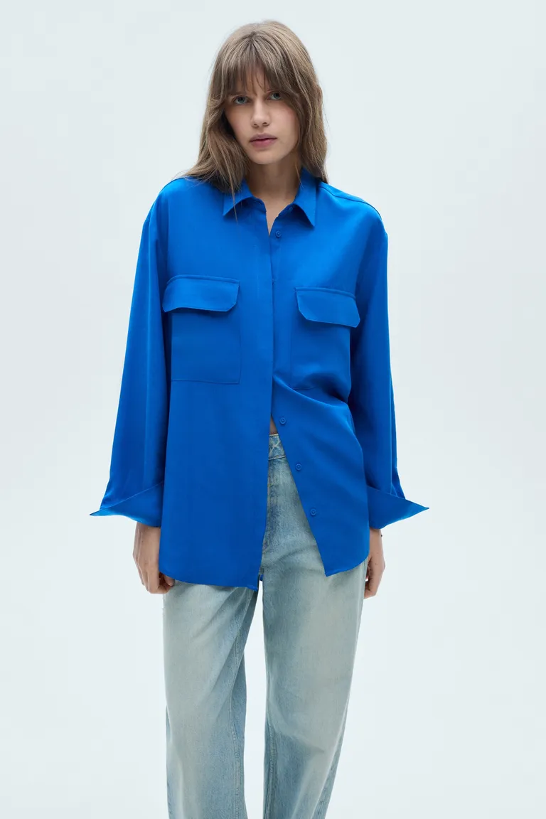 Camisa lyocell con bolsillos de Mango en Camisas para argentina