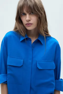 Camisa lyocell con bolsillos de Mango en Camisas para argentina