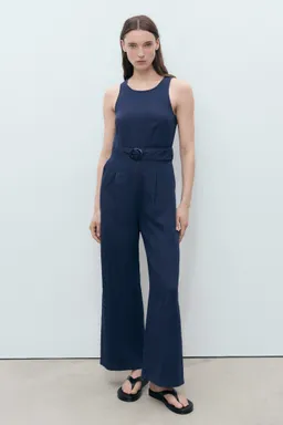 Mono denim fluido con cinturón de Mango en Monos para argentina