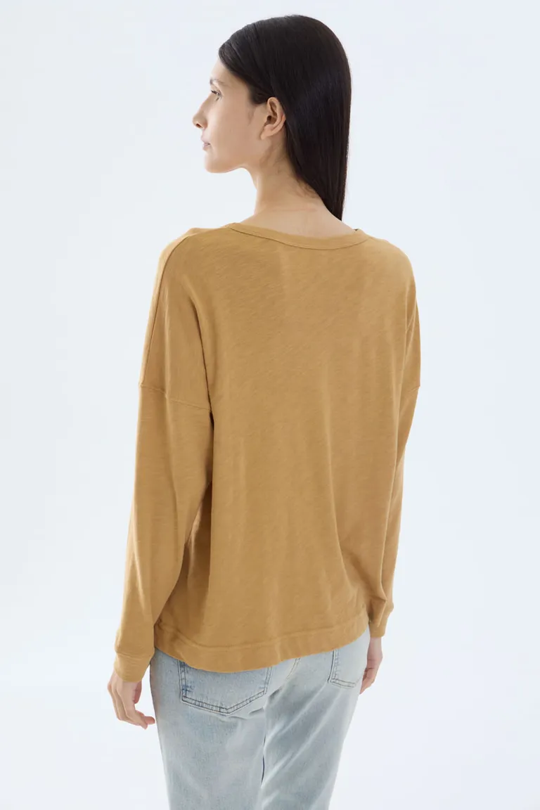 Remera de manga larga con calce holgado y puños al tono para mujer de Portsaid en Remeras para argentina