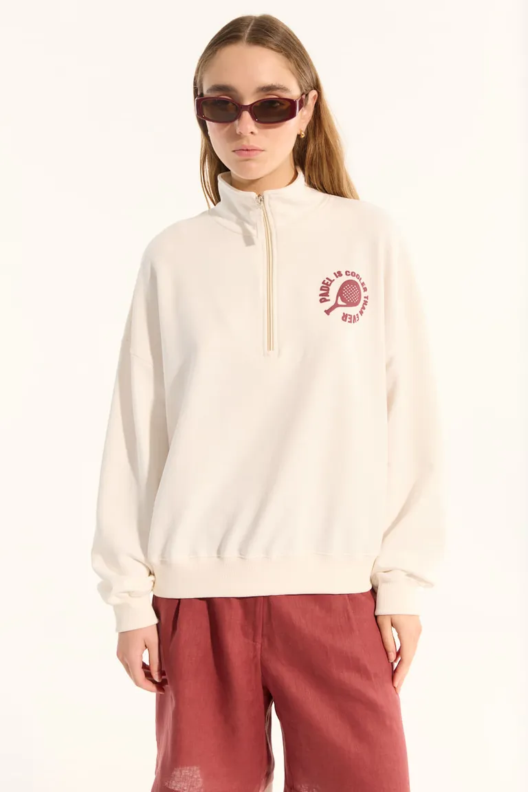 Buzo polo de algodón con estampa en el frente para mujer de Portsaid en Buzos y Sweaters para argentina