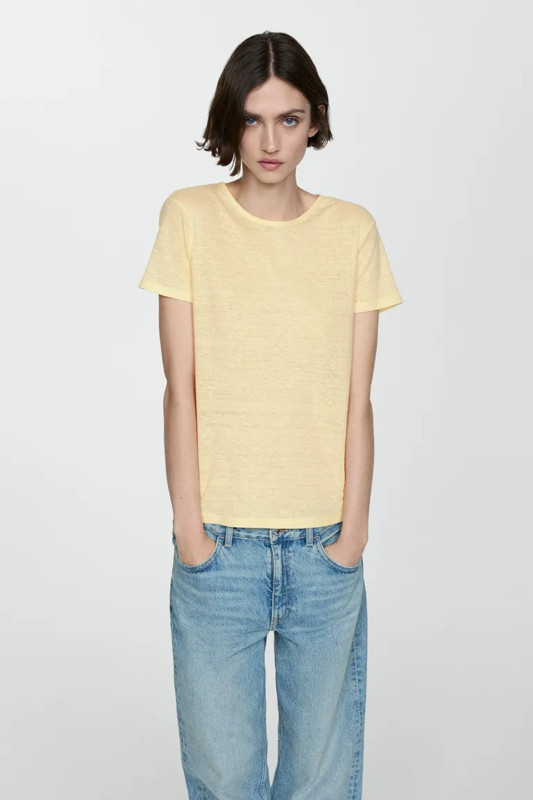 Camiseta lino manga corta de Mango en Remeras para argentina