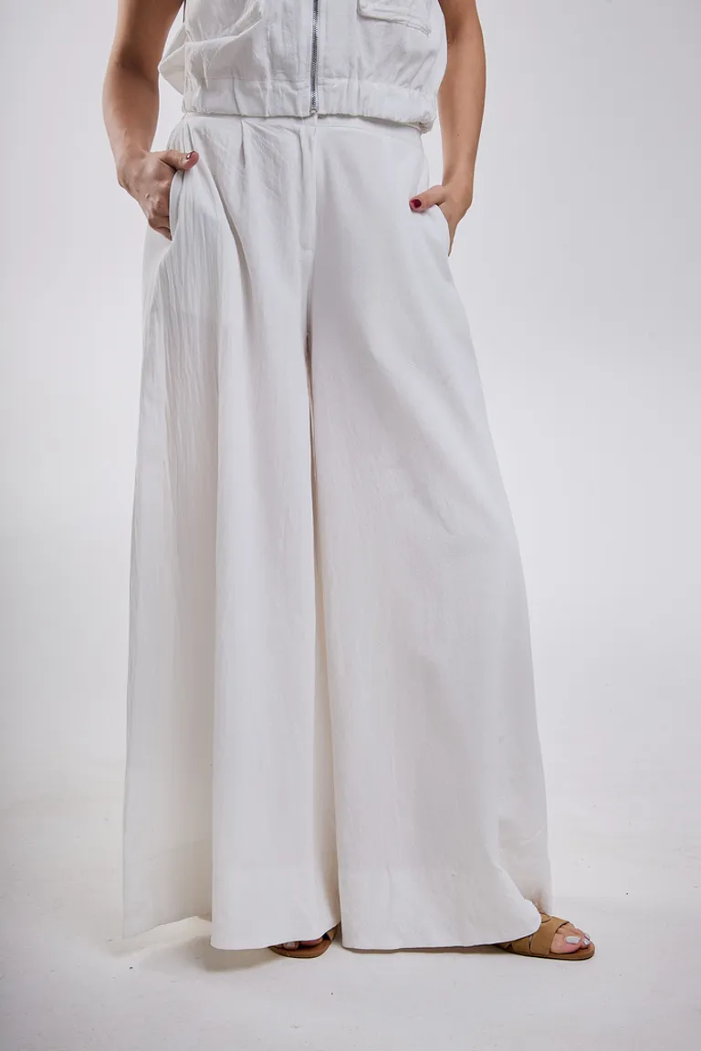 Pantalón ancho de lino con diseño elegante y comodidad en la cintura de Belle en Pantalones para argentina