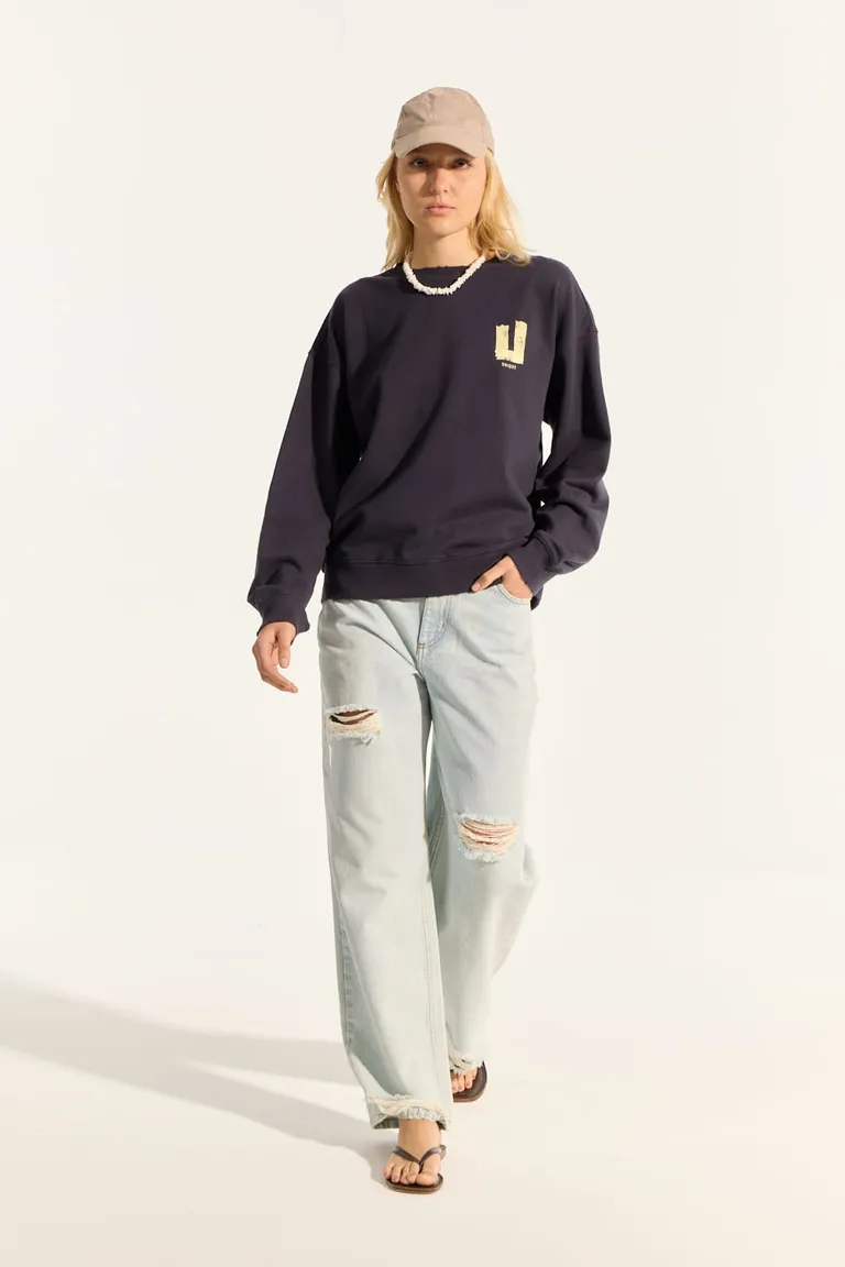 Buzo de punto negro con detalles estampados y efecto lavado para un look relajado de Portsaid en Buzos y Sweaters para argentina