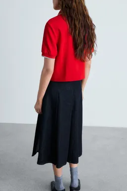 Polo crop ribetes contraste de Mango en Remeras para argentina
