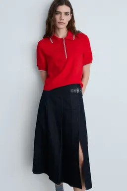 Polo crop ribetes contraste de Mango en Remeras para argentina