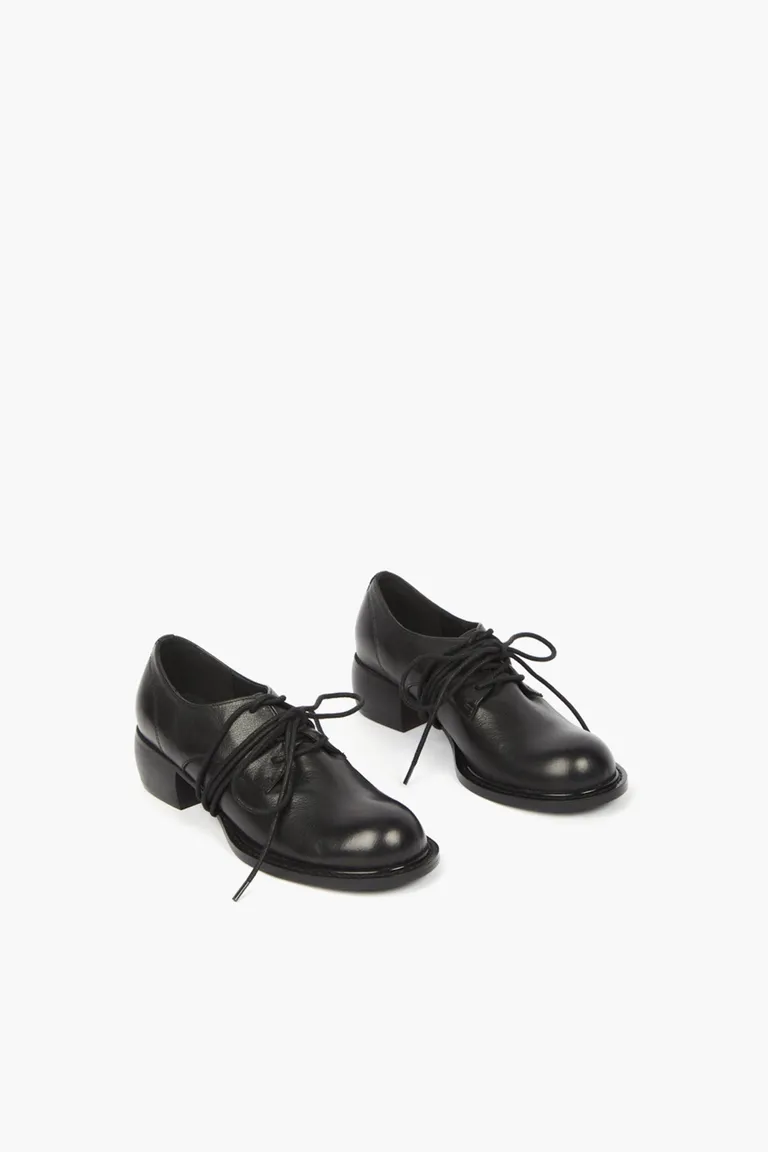 Abotinado con taco ancho, puntera redondeada y cierre mediante cordones envolventes sobre el empeine de Mishka en Abotinados para argentina
